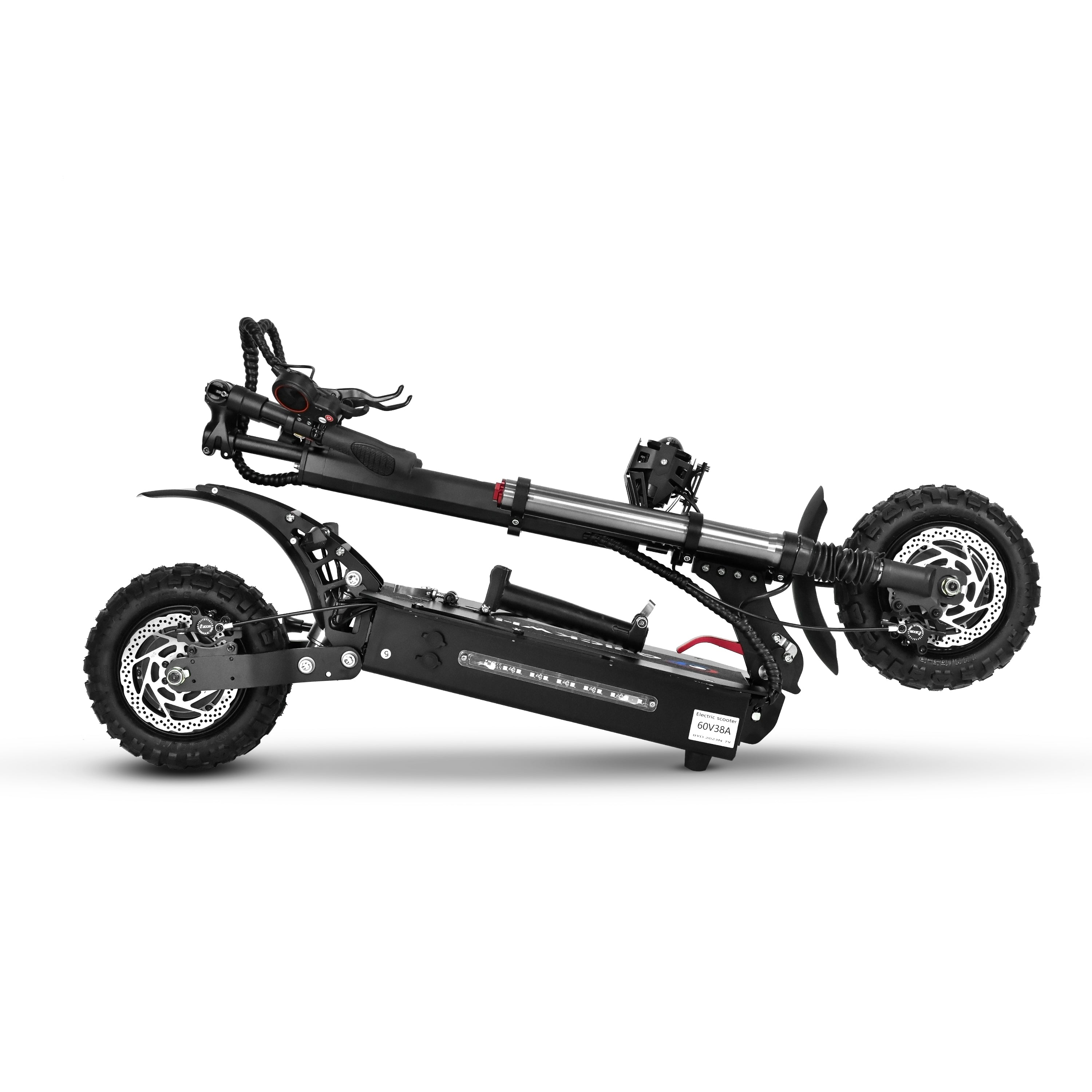 EXPLORER off Road Electric Scooter Motor 6000w, 60v 38.4ah battery, max speed 50-62mph, max range 68 miles.