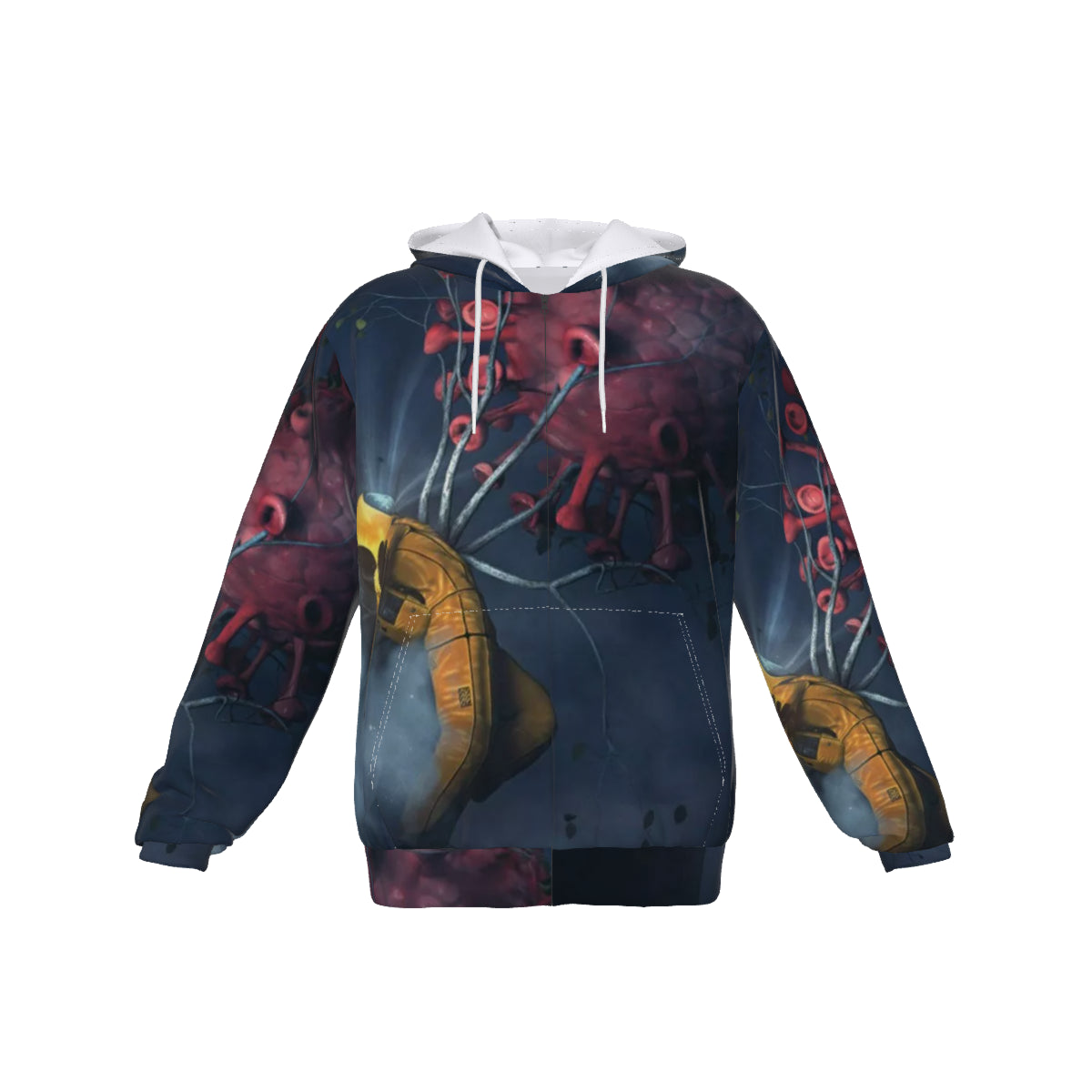 All-Over Print Zip Up Hoodie With Pocket