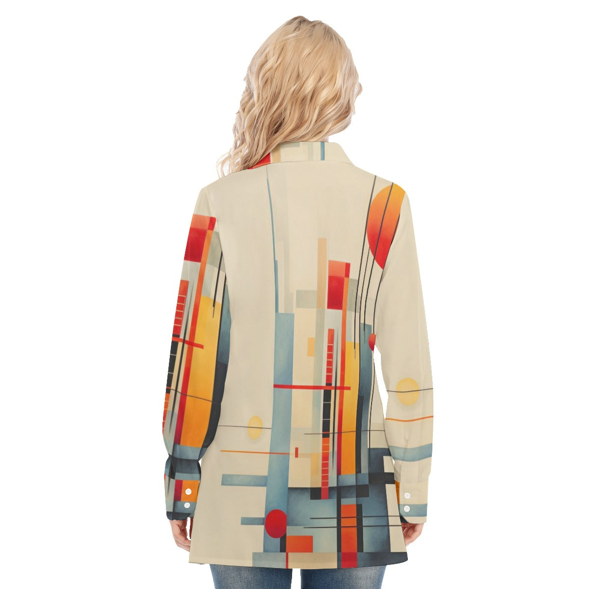 3R9G7 All-Over Print Women's Long Shirt |115GSM 98% Cotton and 2% spandex