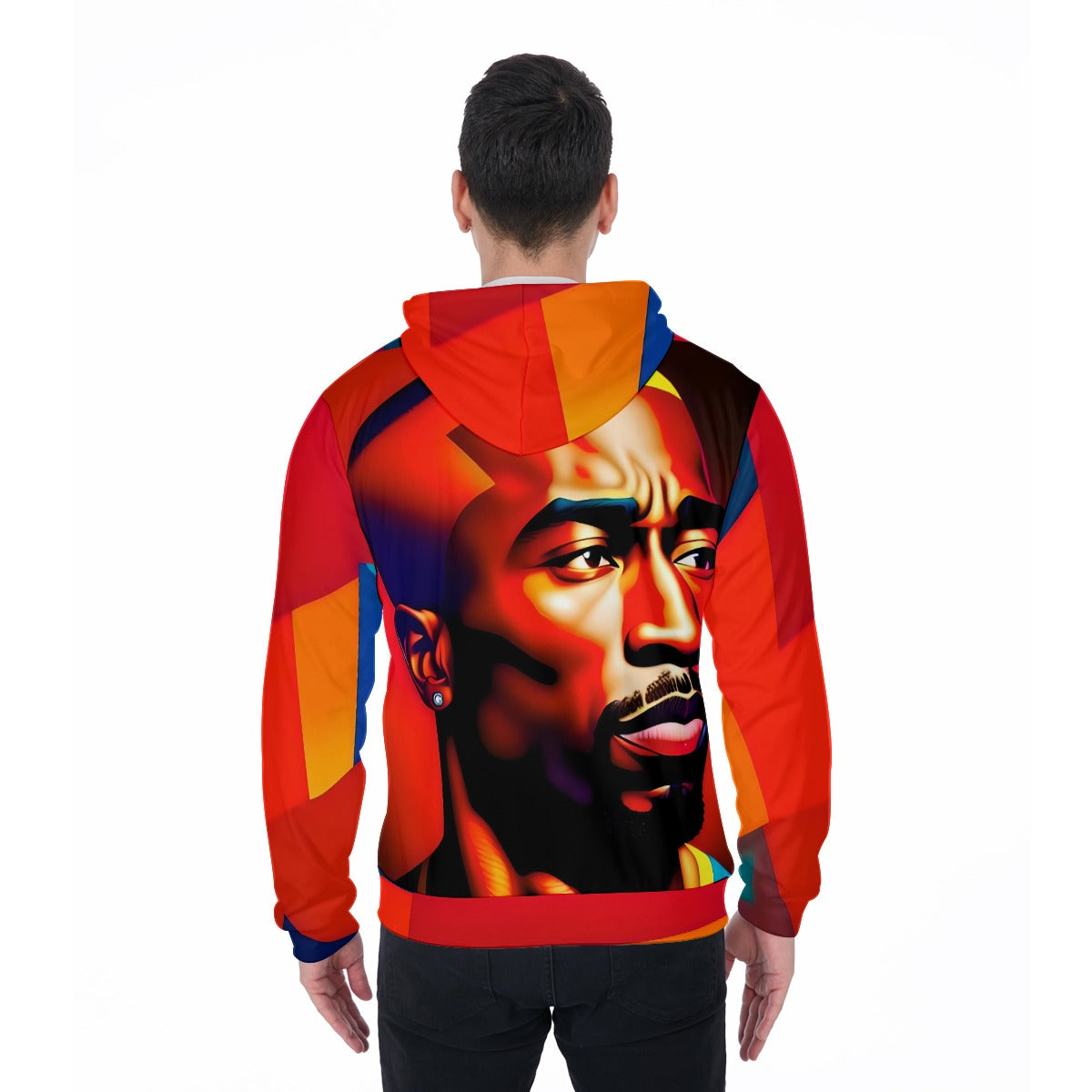 49EH6 All-Over Print TUPAC Painting Zip Up Hoodie With Pocket