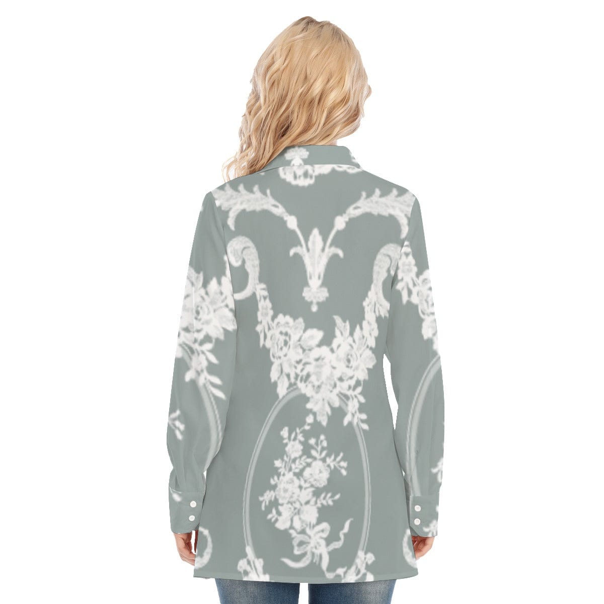 3R9FL All-Over Print Women's Long Shirt |115GSM 98% Cotton and 2% spandex