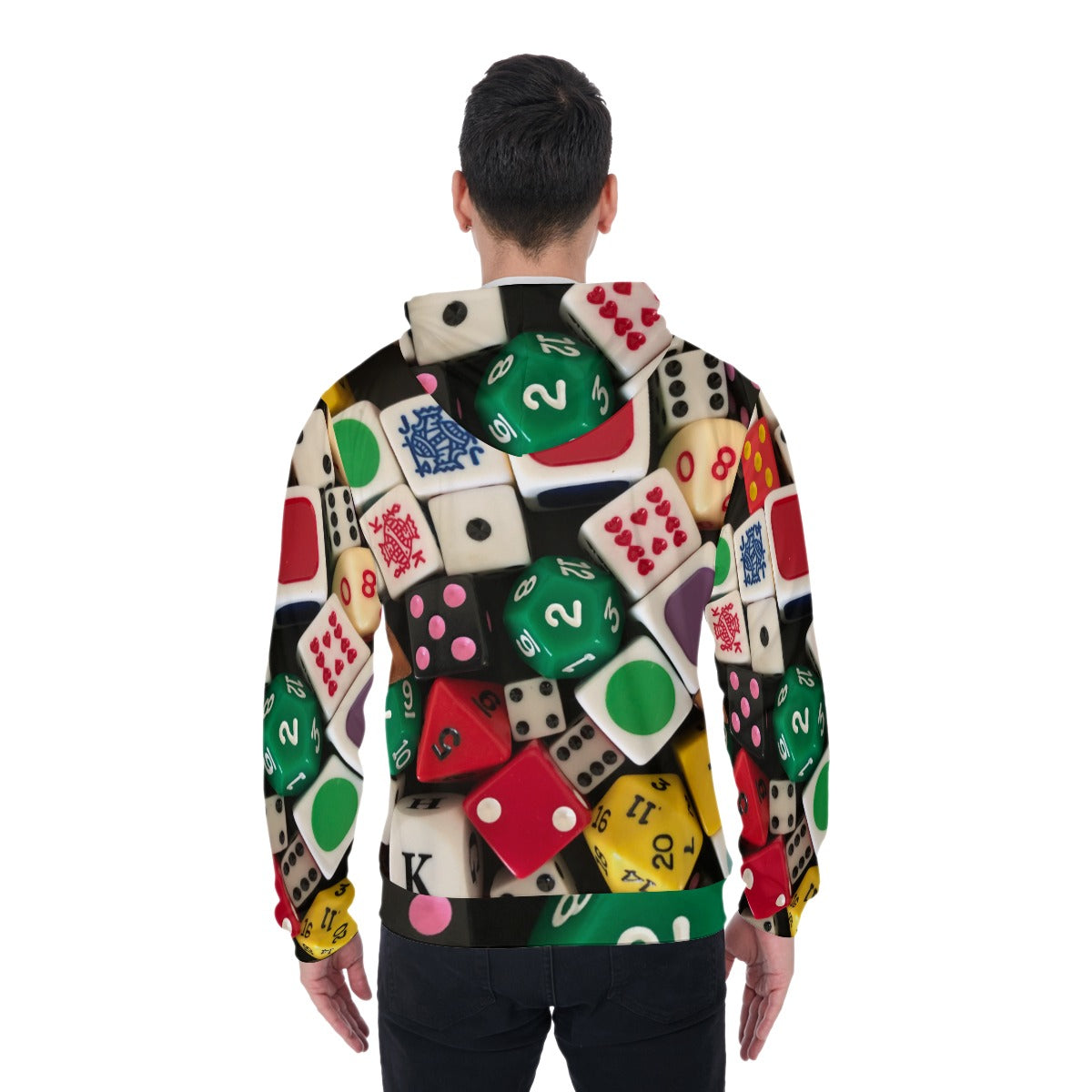 3D Printed Unisex Dice Games Zip Up Hoodie With Pocket