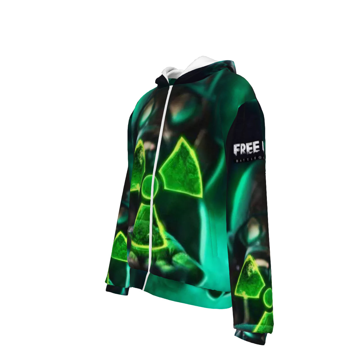All-Over Print Unisex Heavy Fleece Zip Up Hoodie Free Fire Green Radioactive