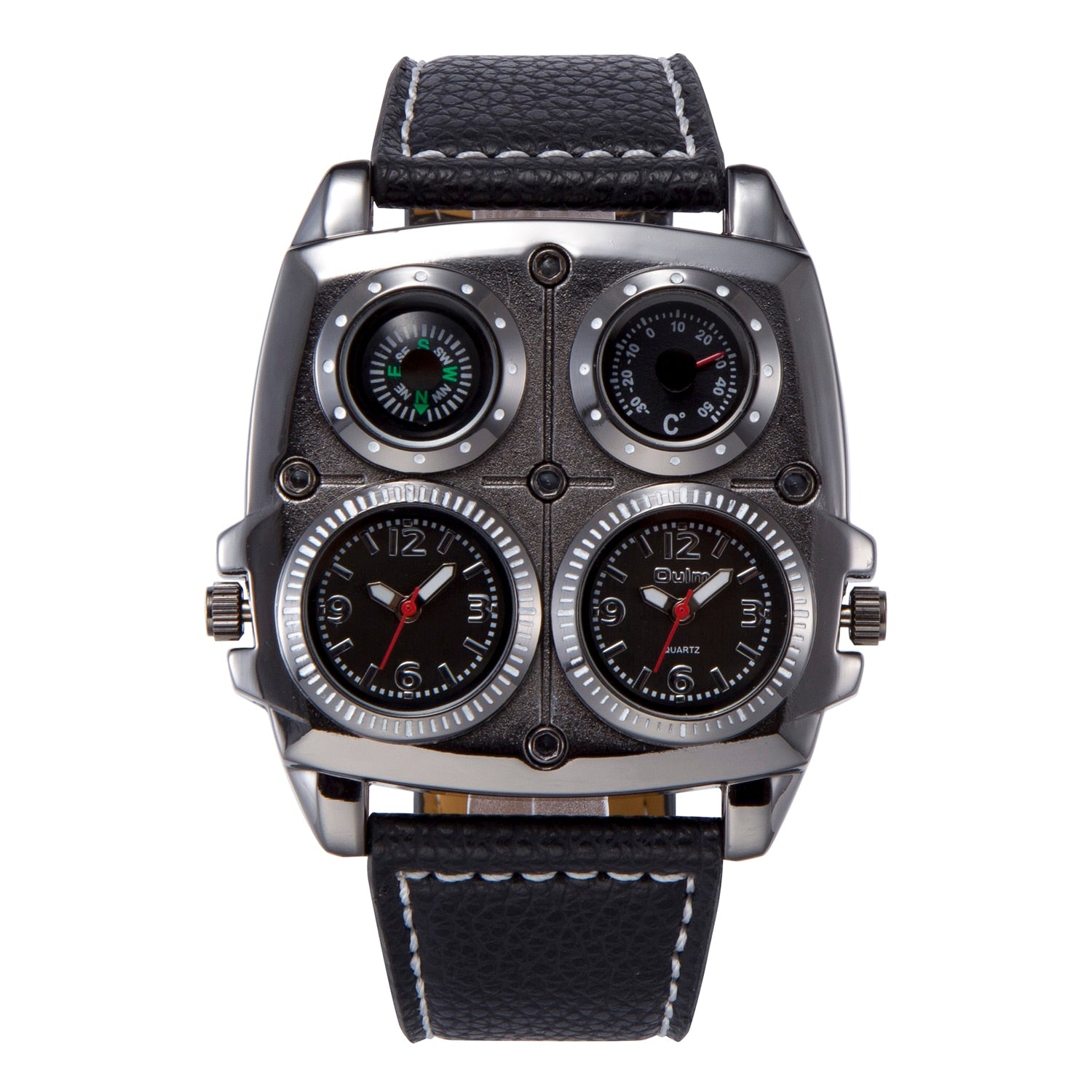 Oulm Two Time Zone, Compass,Thermometer Watch