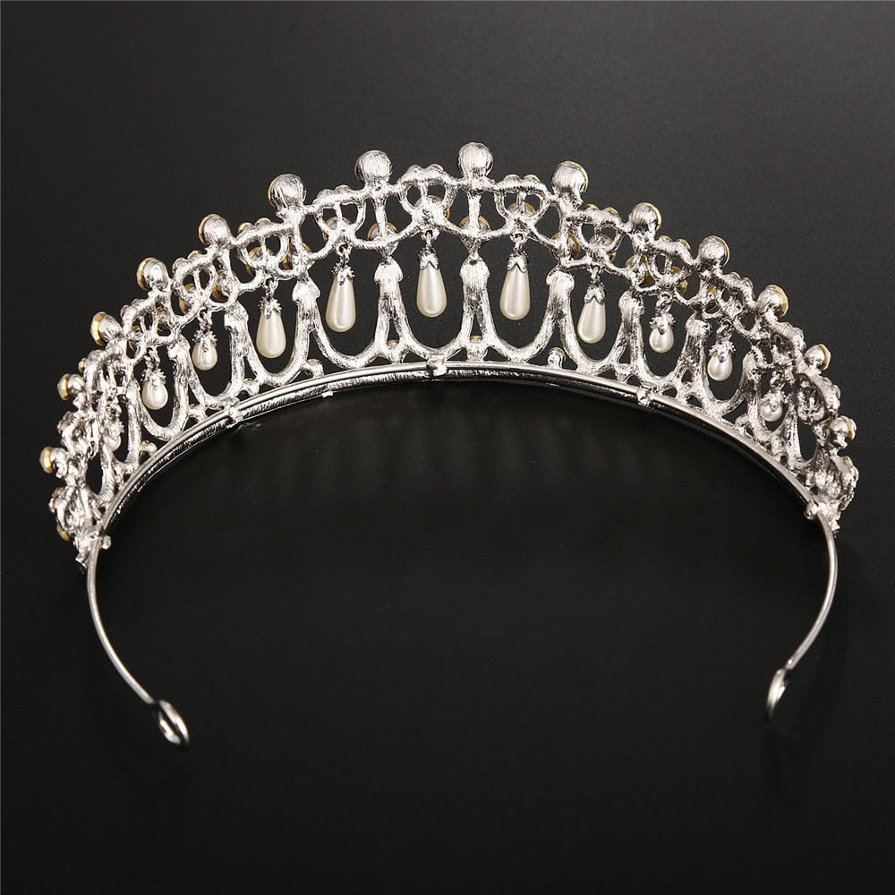 Princess Diana Crown Crystal and Pearl for Bridal Hair Accessories and Bridal Tiara