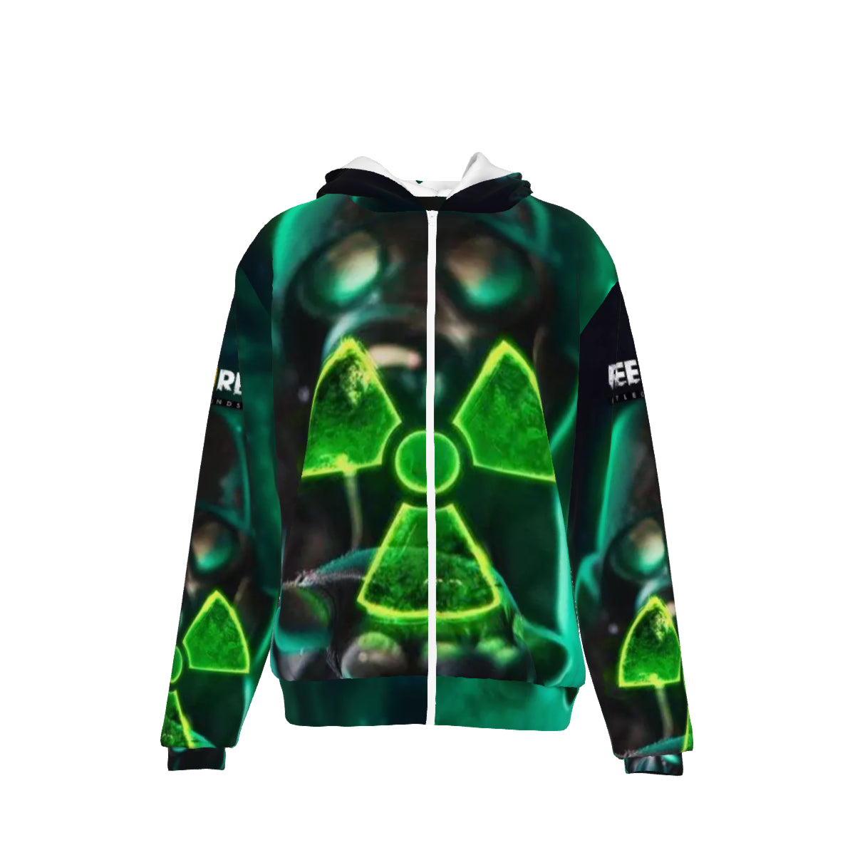 All-Over Print Unisex Heavy Fleece Zip Up Hoodie Free Fire Green Radioactive