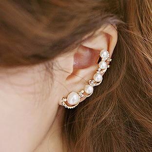 Flower Shape Rhinestone Left Ear Cuff Clip