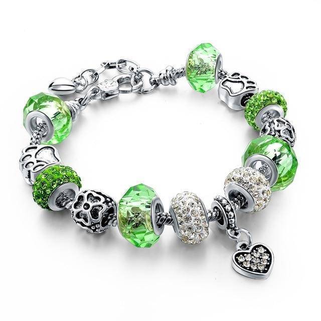 Silver Plated Crystal&Glass Beads Charm Bracelets