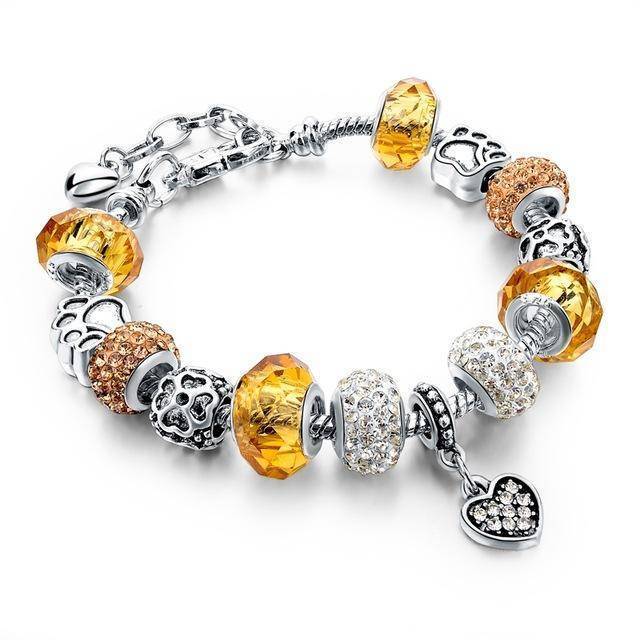 Silver Plated Crystal&Glass Beads Charm Bracelets