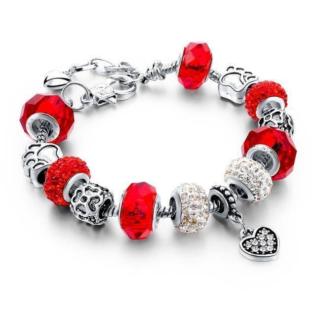 Silver Plated Crystal&Glass Beads Charm Bracelets