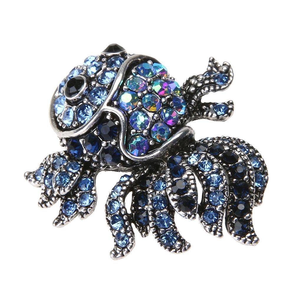 Vintage Cute Blue Crystal Fish Brooches