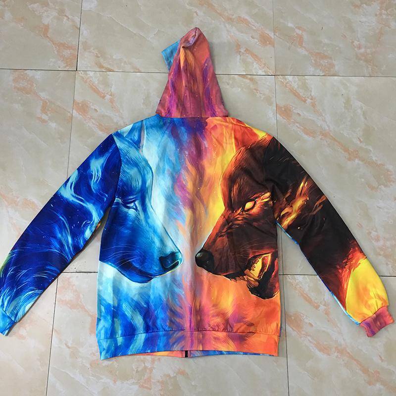 3D Wolf Zipped Unisex Hoodies