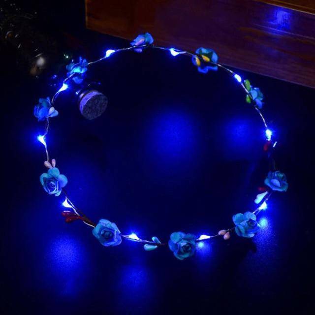 Flower Headband LED Light Up Hair Wreath Garlands For Wedding