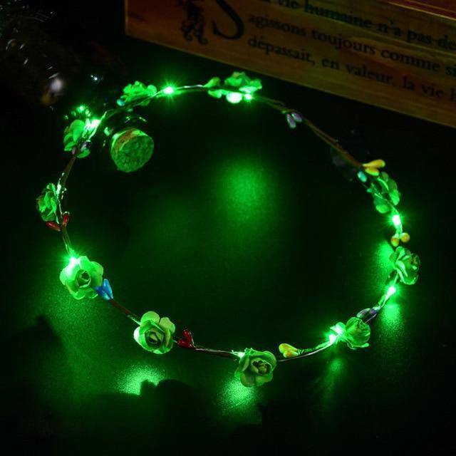 Flower Headband LED Light Up Hair Wreath Garlands For Wedding