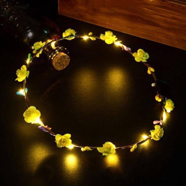 Flower Headband LED Light Up Hair Wreath Garlands For Wedding