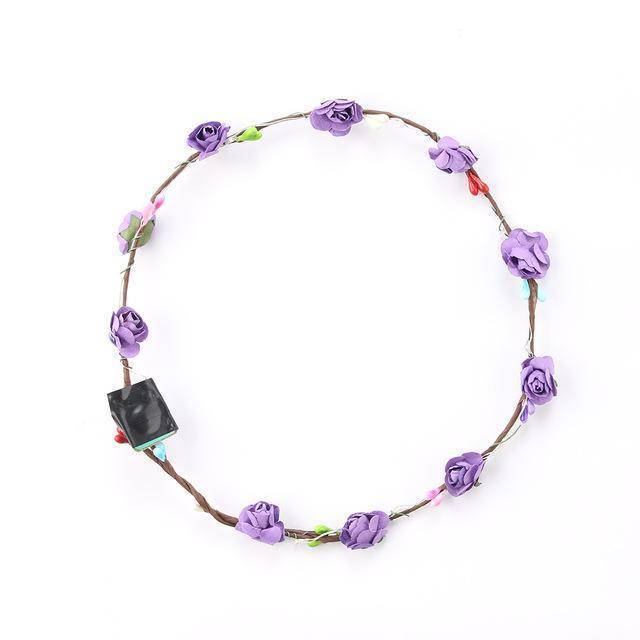 Flower Headband LED Light Up Hair Wreath Garlands For Wedding