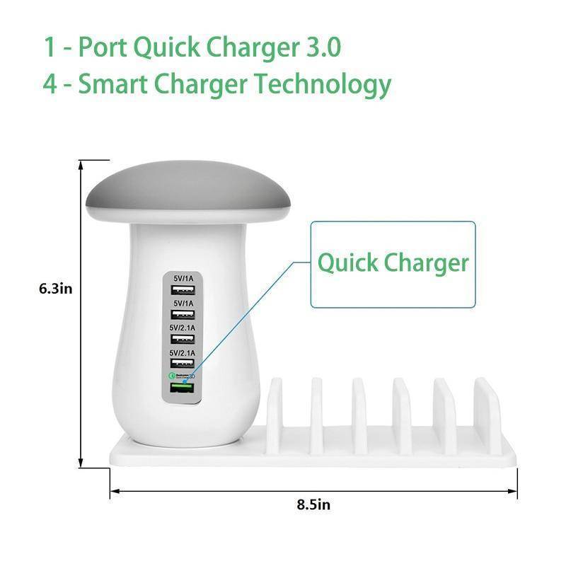 Multi-Port Fast Charging Dock & Lamp (5 PORTS)
