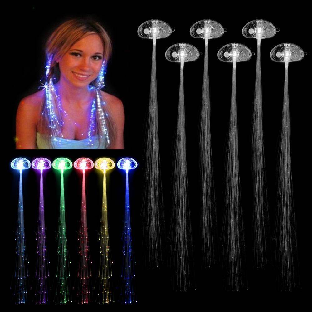 6 Pcs Creative LED Fiber Optic Light Fake Hair