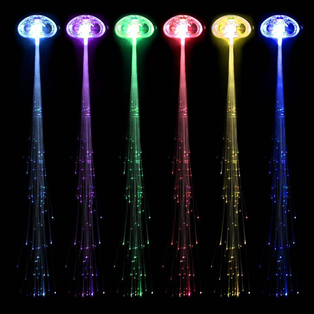6 Pcs Creative LED Fiber Optic Light Fake Hair