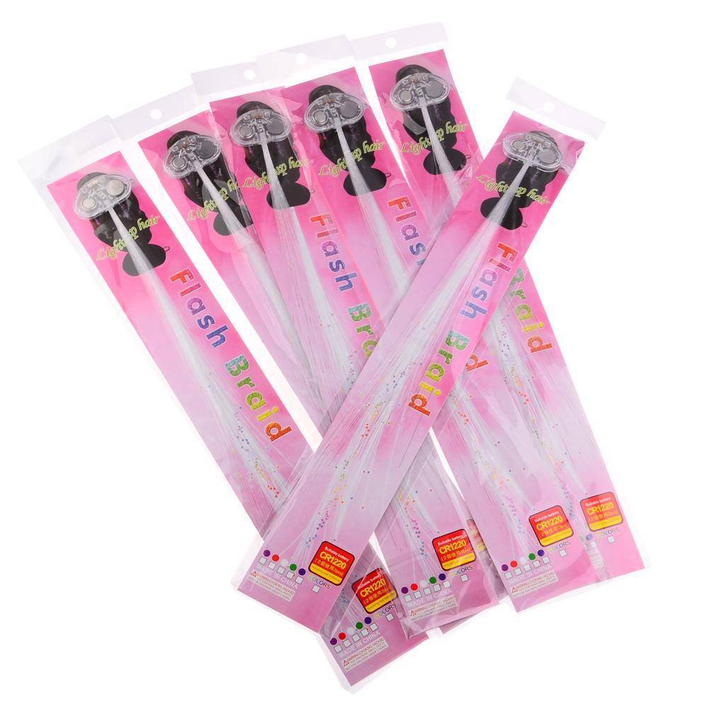 6 Pcs Creative LED Fiber Optic Light Fake Hair