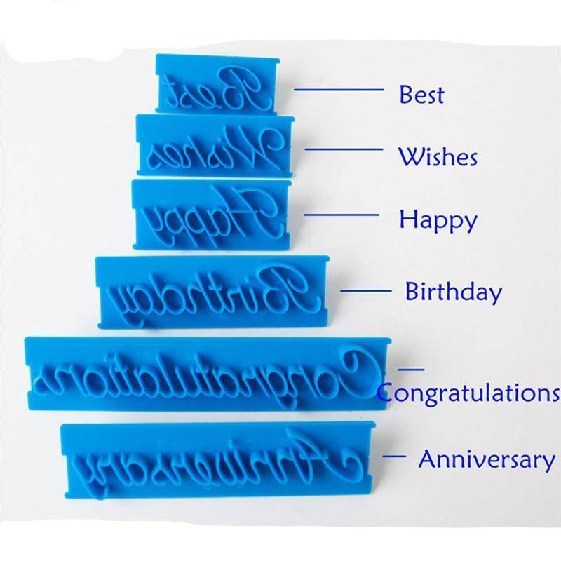 6pcs/set Plastic Letters Mold Happy Birthday .Wishes Anniversary .