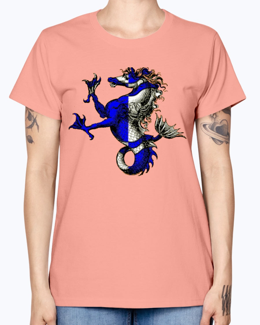 Gildan Ladies Missy T-Shirt Atlantia heraldic seahorse