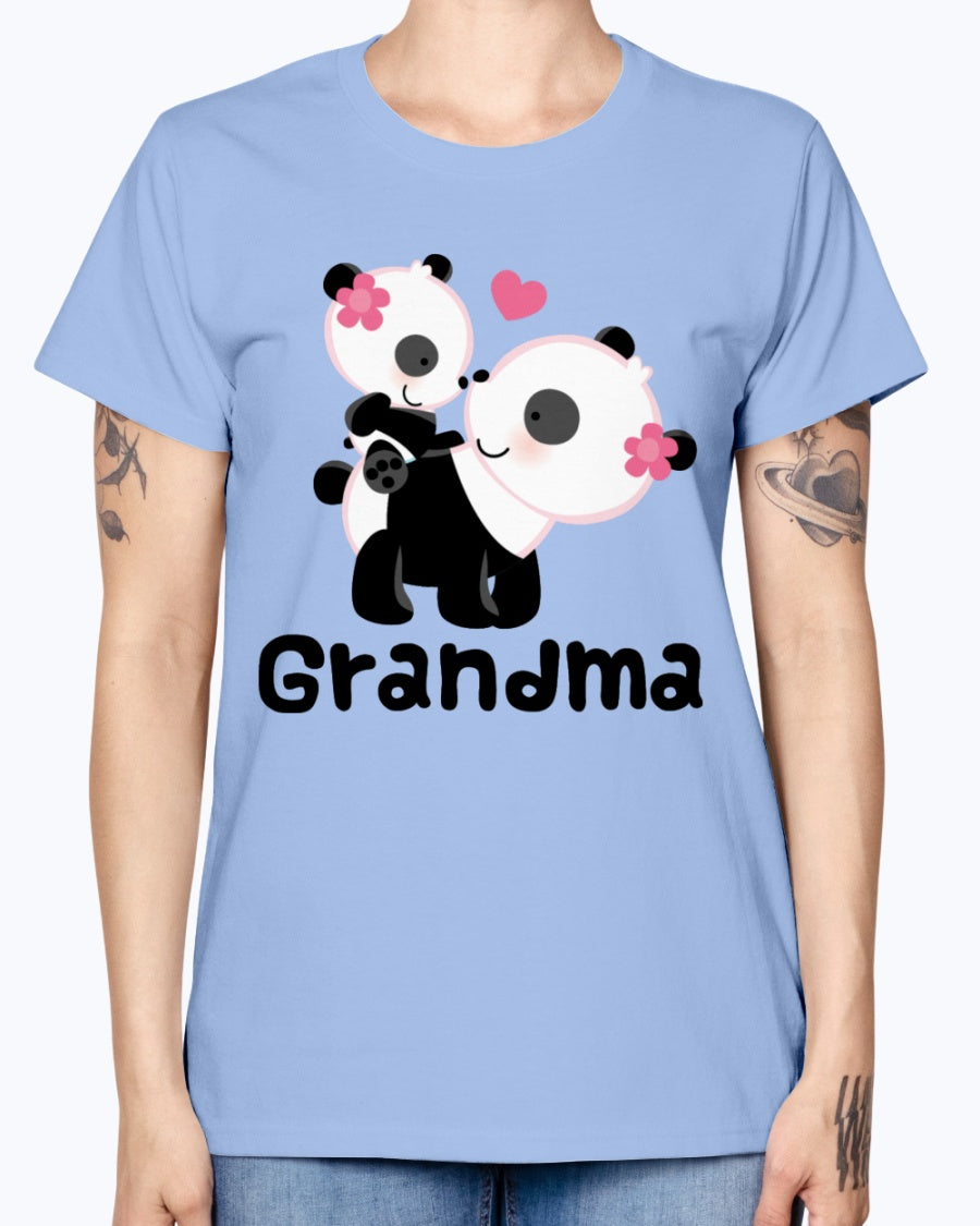 Gildan Ladies Missy T-Shirt. Grandma Gift (Panda) Women's