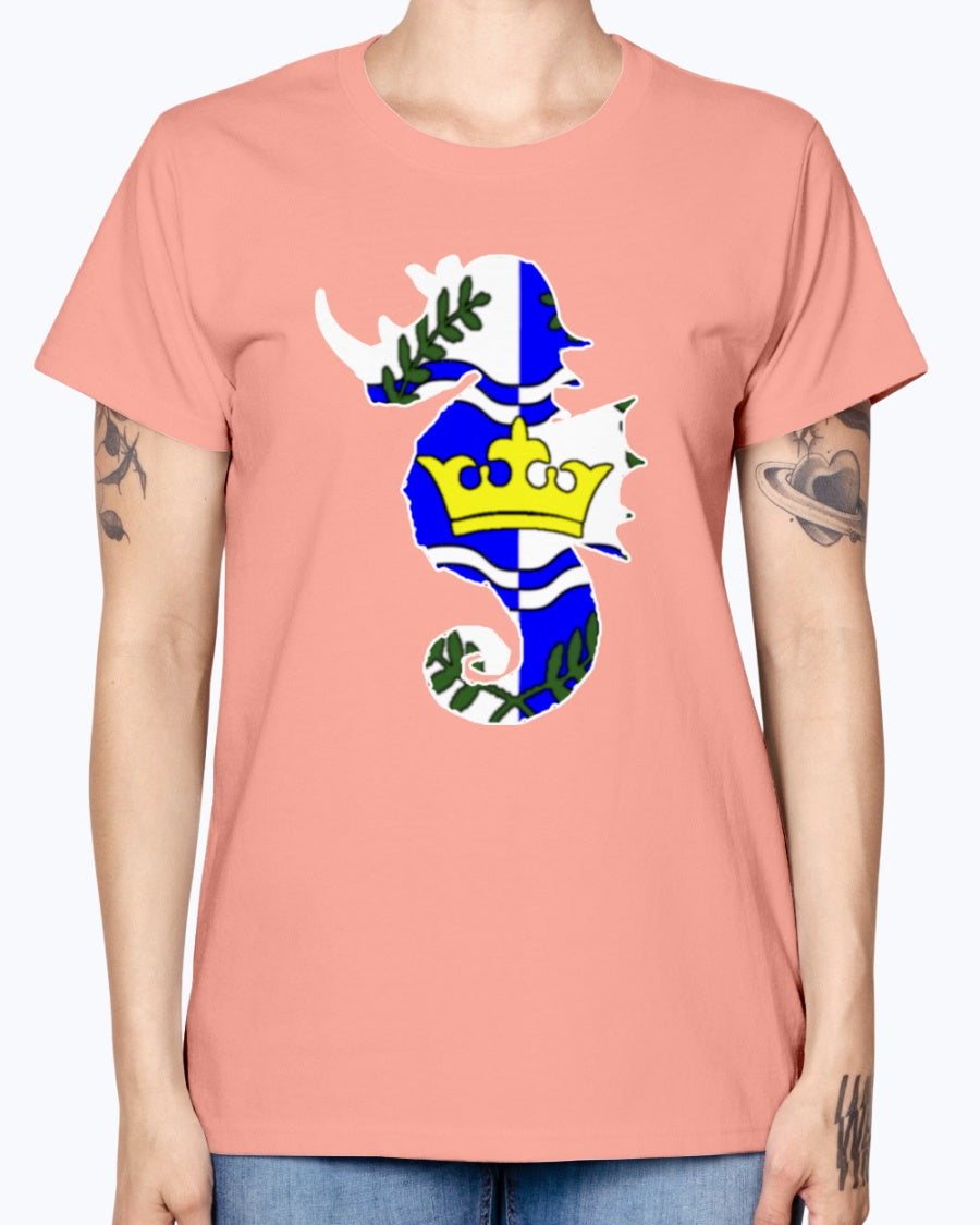 Gildan Ladies Missy T-Shirt Atlantia heraldic rhino seahorse