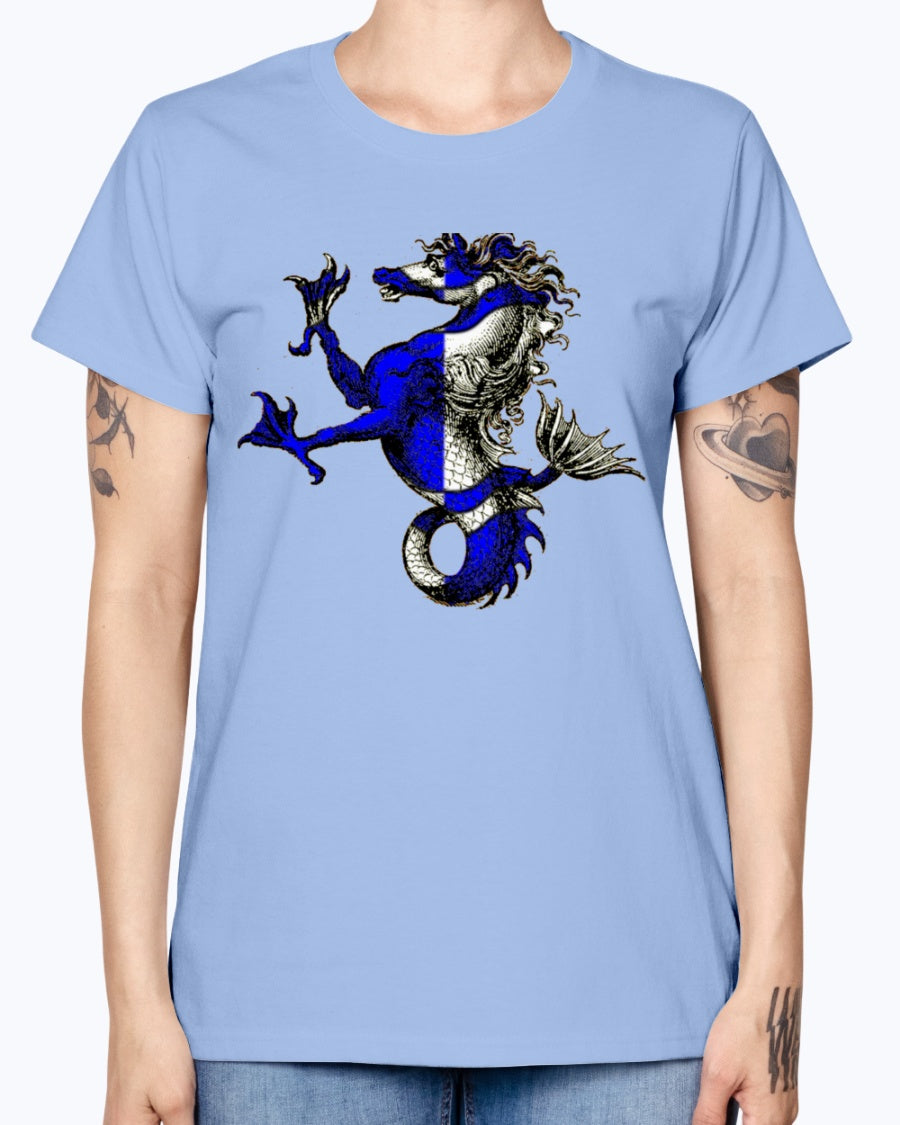 Gildan Ladies Missy T-Shirt Atlantia heraldic seahorse