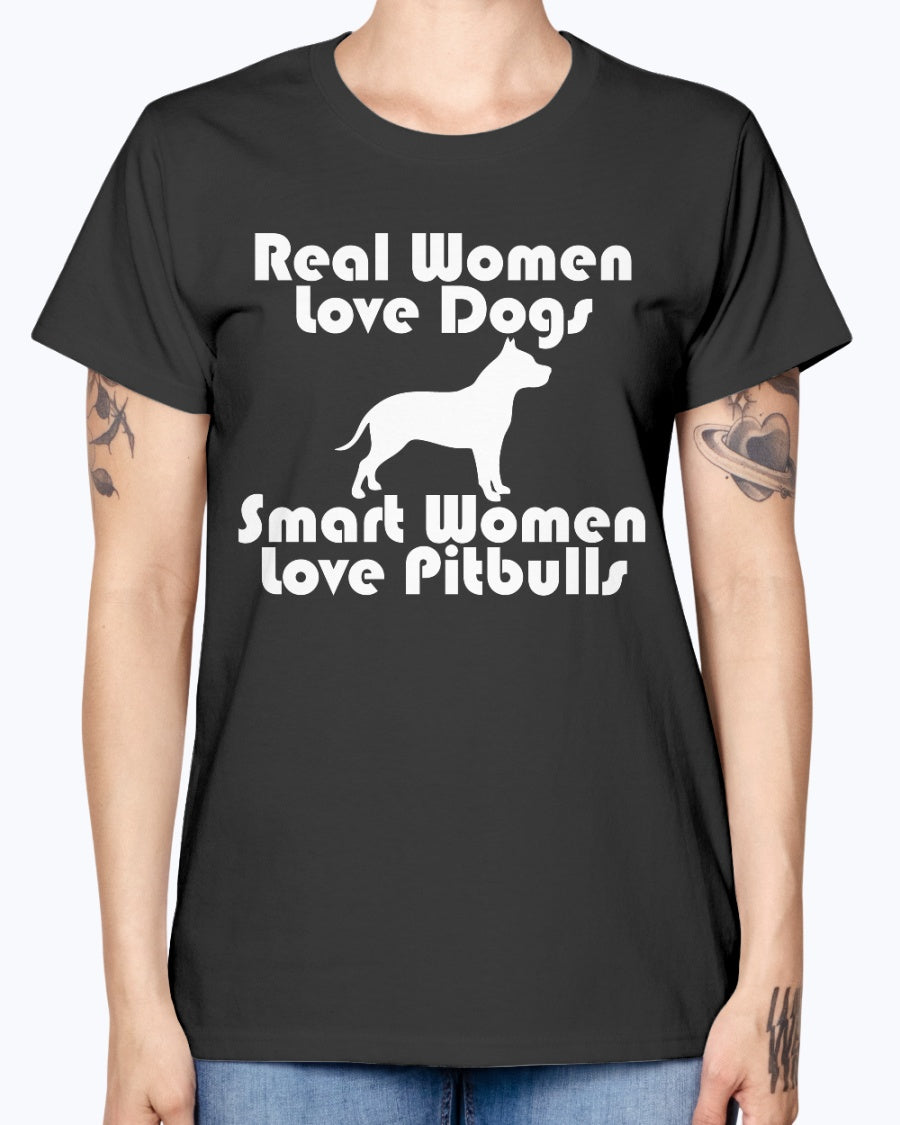 Gildan Ladies Missy T-Shirt Smart women love pitbulls copy
