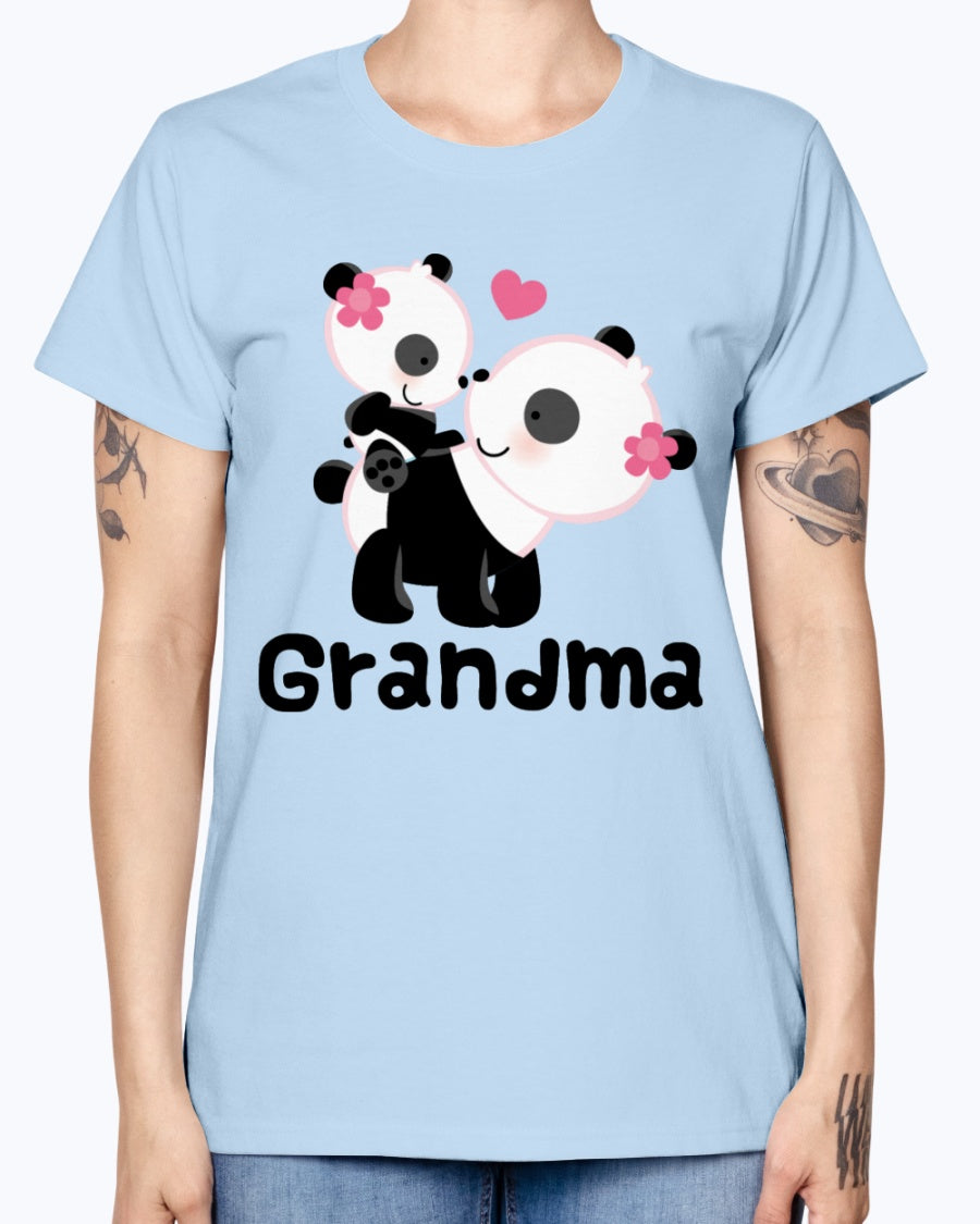 Gildan Ladies Missy T-Shirt. Grandma Gift (Panda) Women's