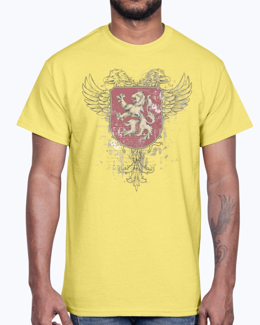 Men's Gildan Ultra Cotton T-Shirt 11 Light coloros. Coat of arms with a lion, design-745