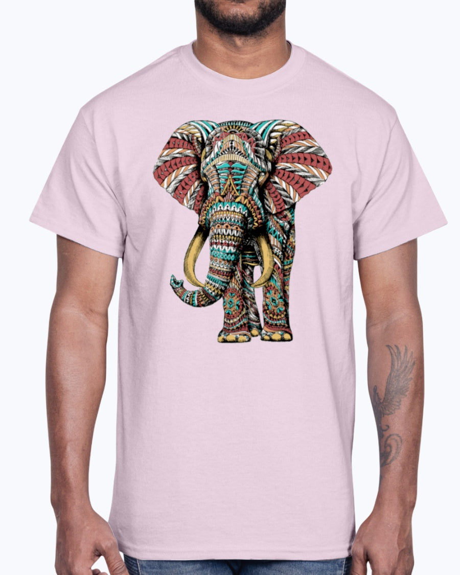 G2000 Unisex Ultra Cotton T-Shirt 12 Colors. Ornate Elephant Color Version