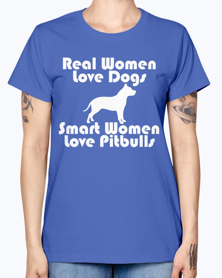 Gildan Ladies Missy T-Shirt Smart women love pitbulls copy