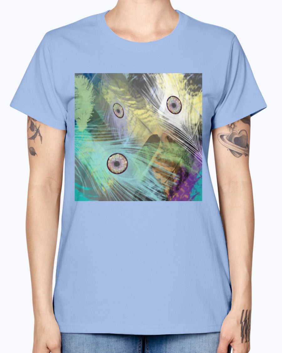 Gildan Ladies Missy T-Shirt 16 colors Peacock feathers