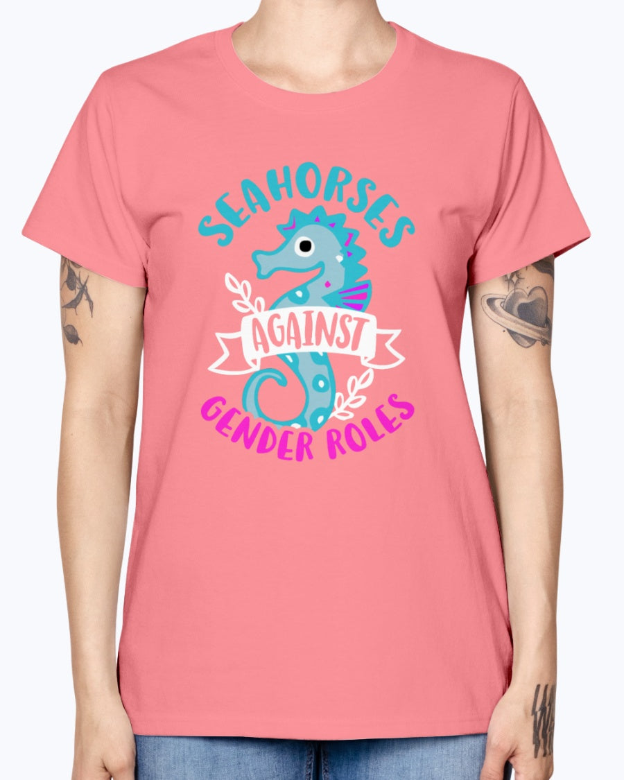 Gildan Ladies Missy T-Shirt. Seahorses against Gender Roles