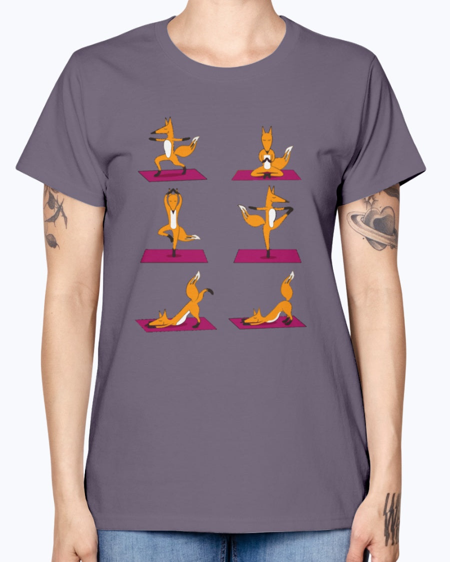 Gildan Ladies Missy T-Shirt 16 colors FOX YOGA LOVE