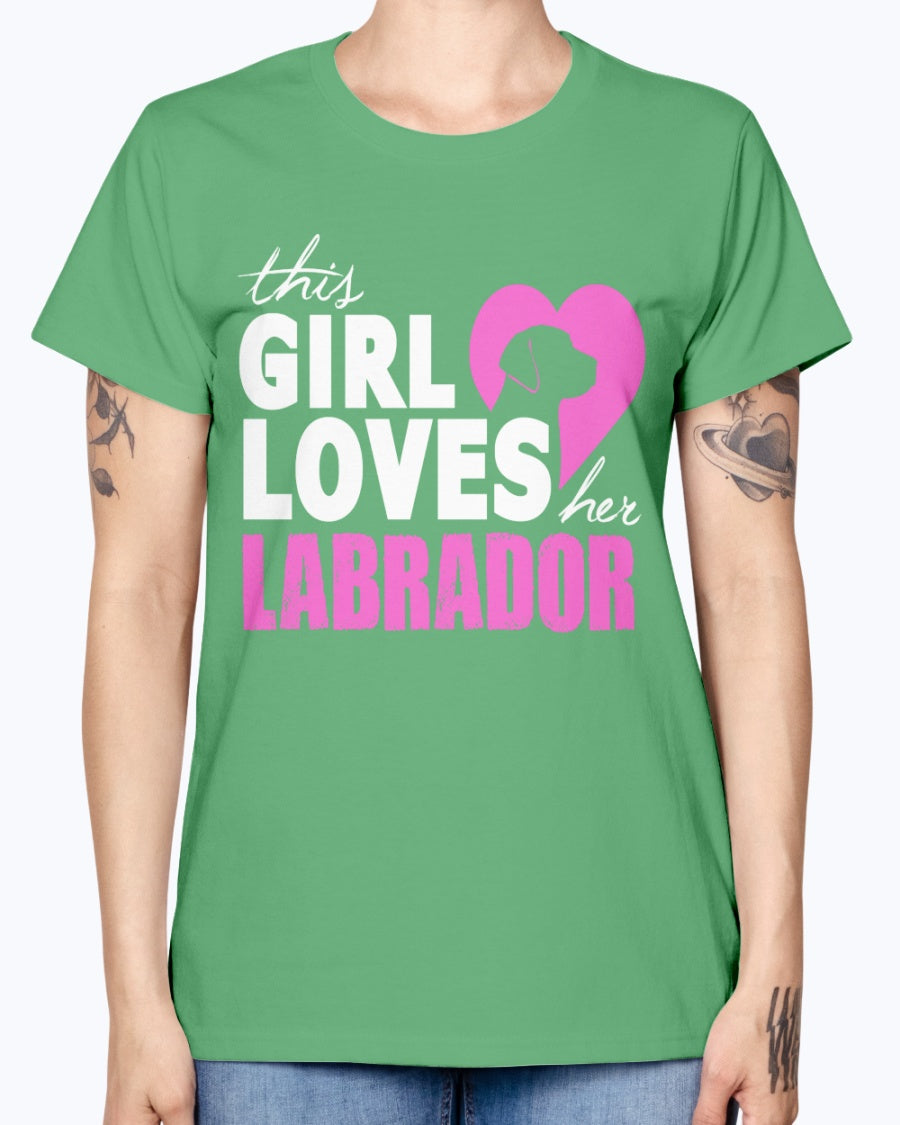 Gildan Ladies Missy T-Shirt 16 colors The girl loves her labrador