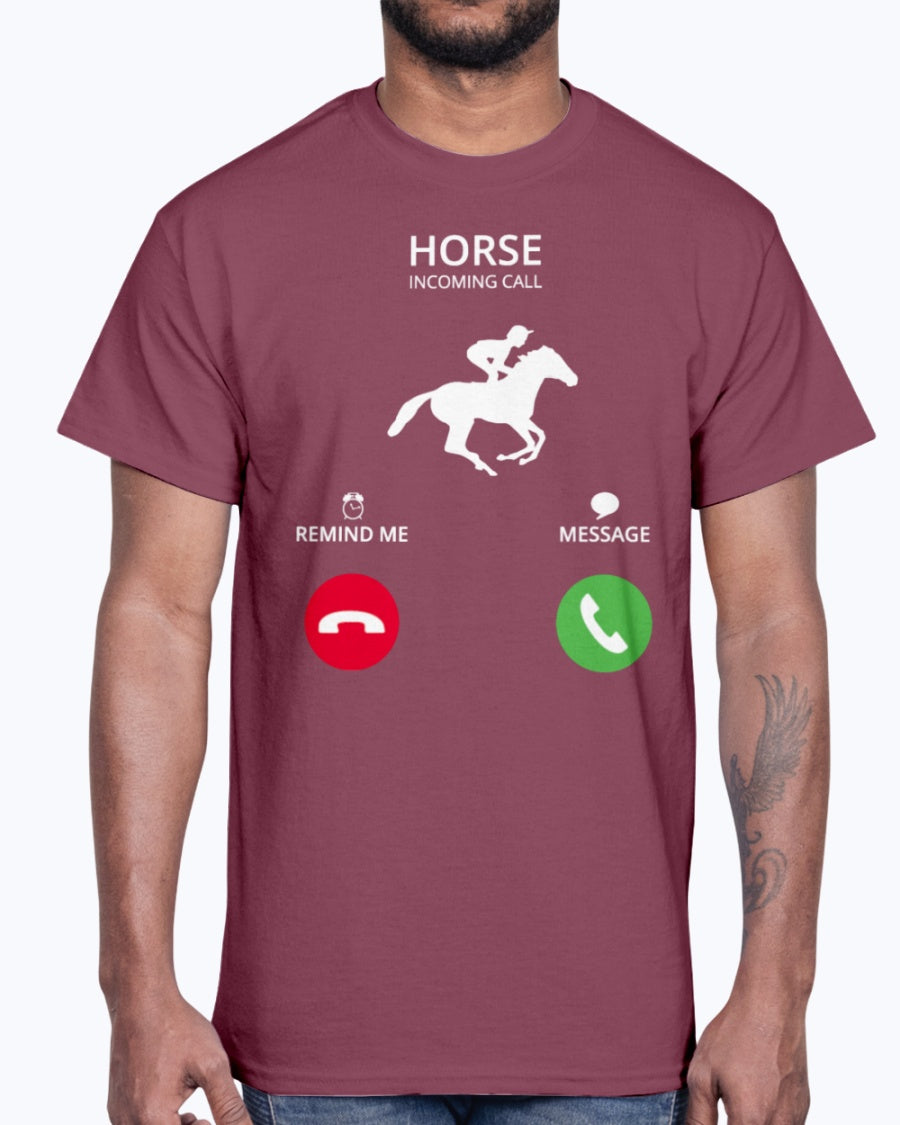 Men's Gildan Ultra Cotton T-Shirt .Call mobile anruf horsewoman riding horse