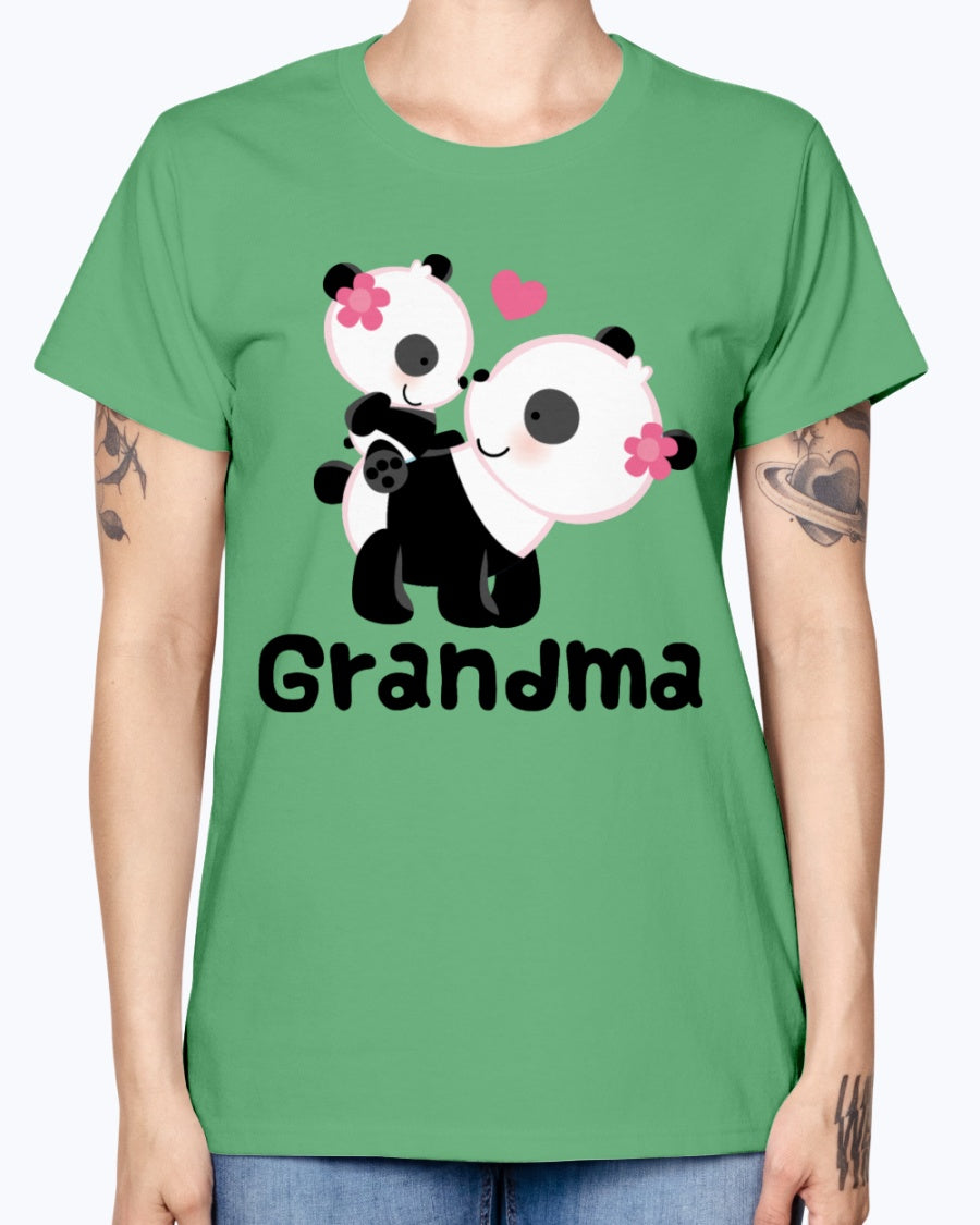 Gildan Ladies Missy T-Shirt. Grandma Gift (Panda) Women's
