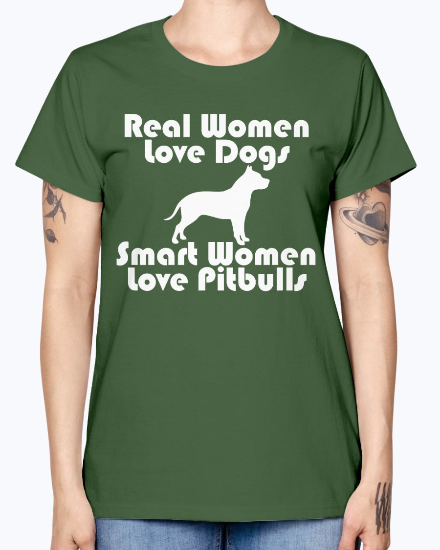 Gildan Ladies Missy T-Shirt Smart women love pitbulls copy