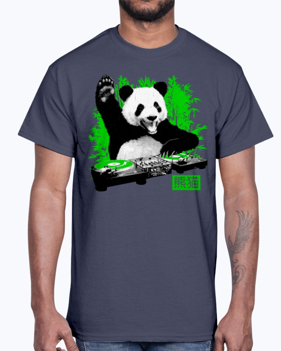 Men's Gildan Ultra Cotton T-Shirt DJ Panda (vintage distressed look)