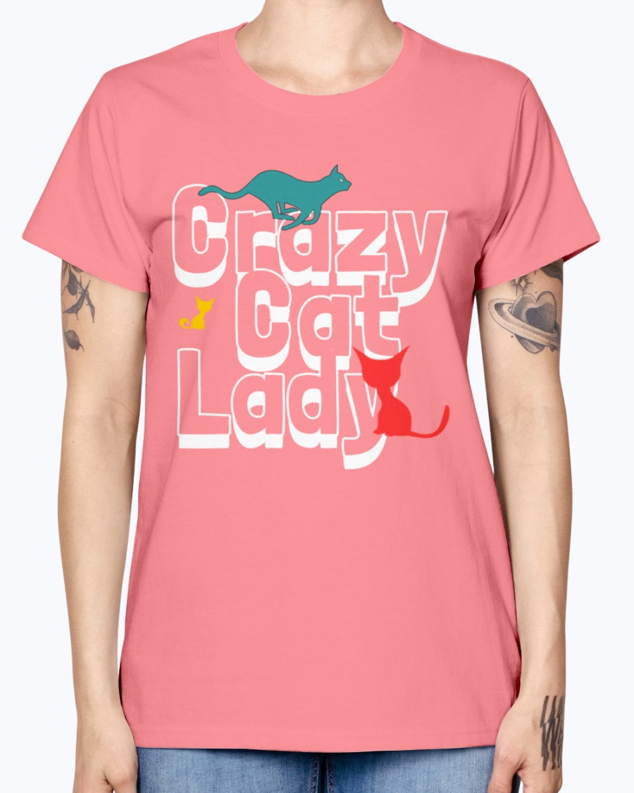 Gildan Ladies Missy T-Shirt. Crazy cat lady