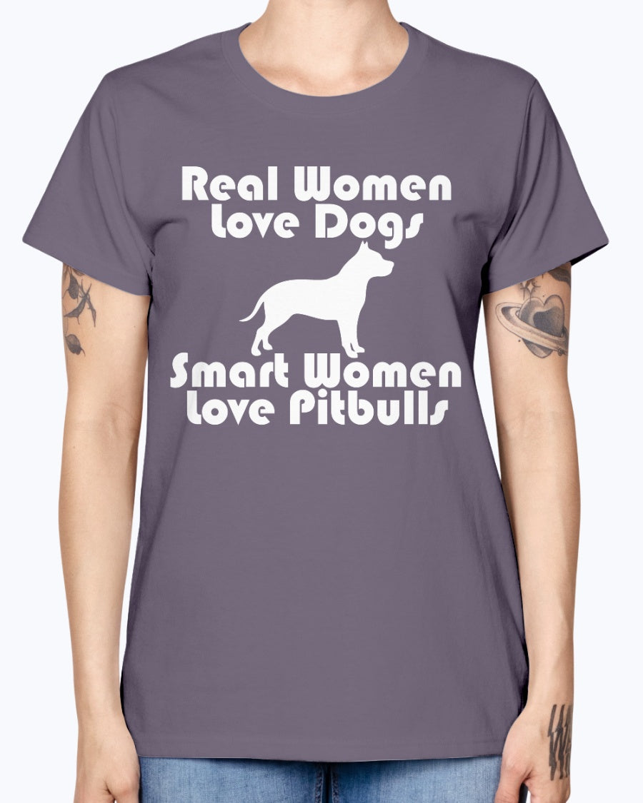 Gildan Ladies Missy T-Shirt Smart women love pitbulls copy
