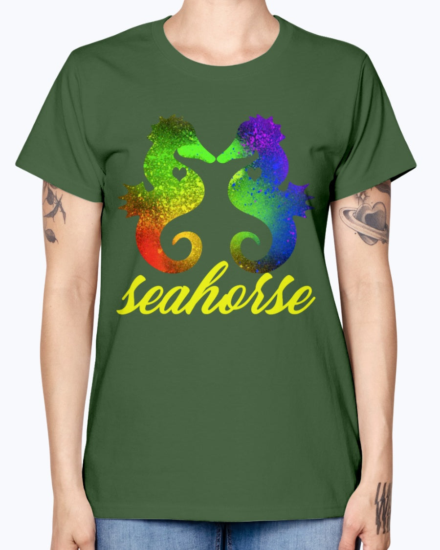 Gildan Ladies Missy T-Shirt Love Seahorse Shirt