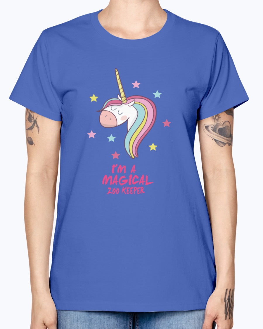 Gildan Ladies Missy T-Shirt 16 colors . Im a magical zoo keeper