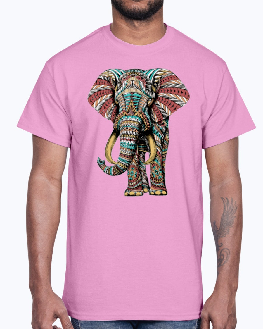 G2000 Unisex Ultra Cotton T-Shirt 12 Colors. Ornate Elephant Color Version