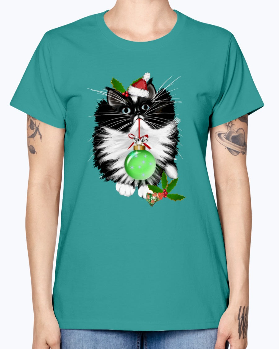 Gildan Ladies Missy T-Shirt. A Tuxedo Merry Christmas