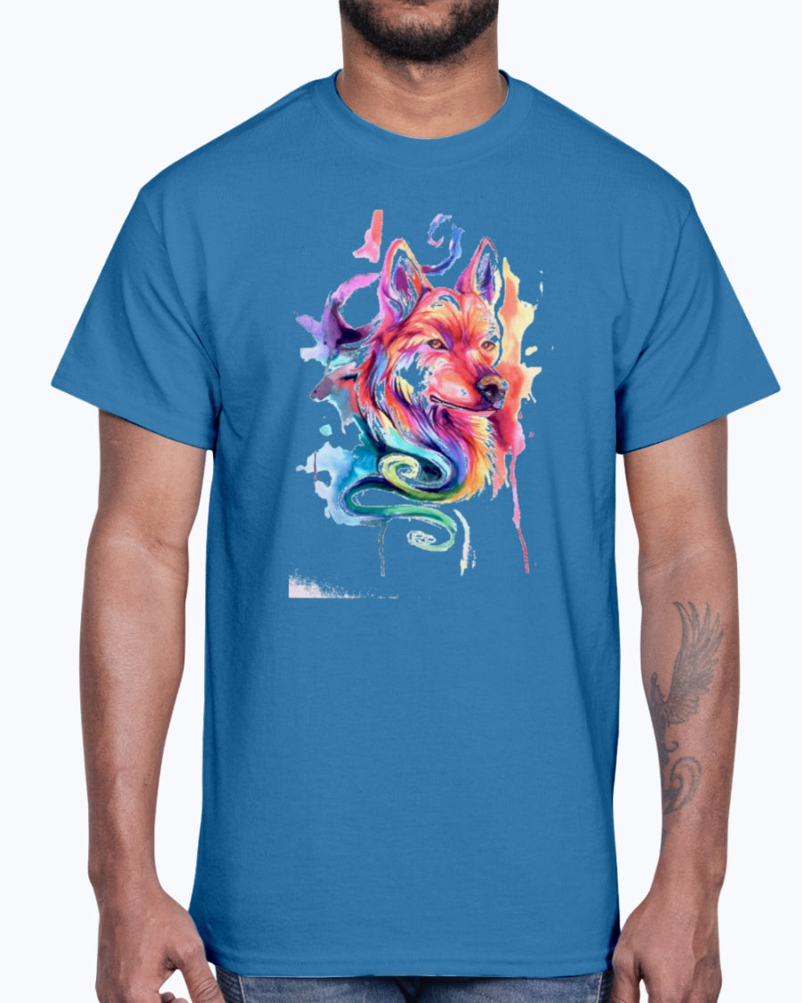 Men's Gildan Ultra Cotton T-Shirt 12 Dark colors I Am Wolf !