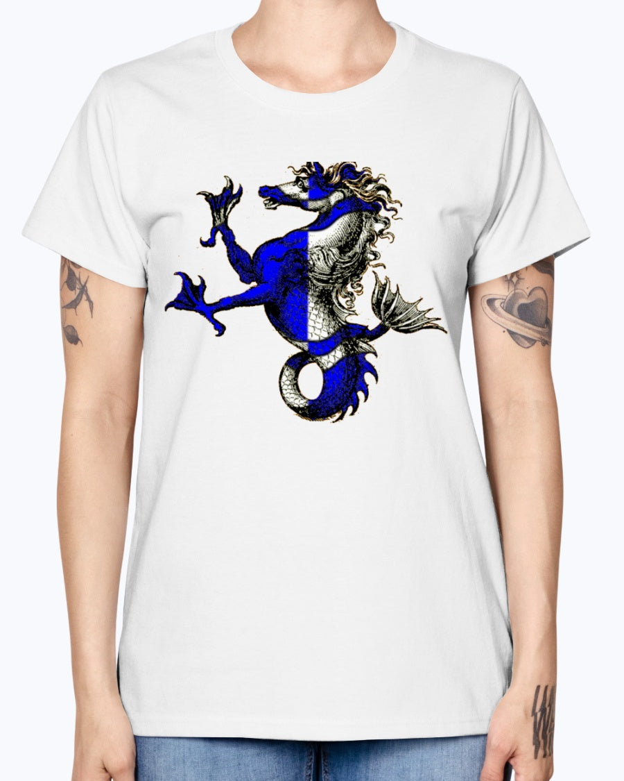 Gildan Ladies Missy T-Shirt Atlantia heraldic seahorse